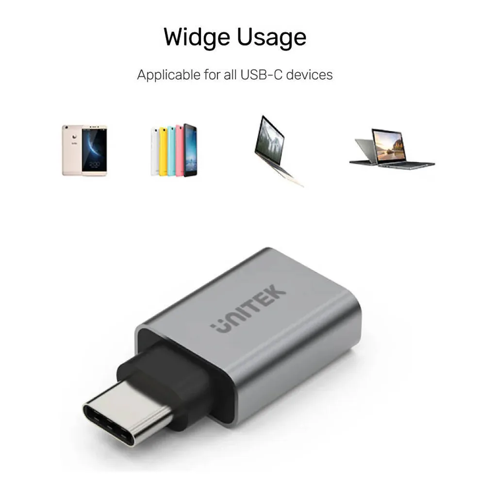 592a88b25e7c580be0b45d70d972b536-hi.jpg Unitek USB-C to USB-A Adapter, Up to 5Gbps Data Transfer Rate, Aluminium-Alloy Housing, Space Gray | Y-A025CGY