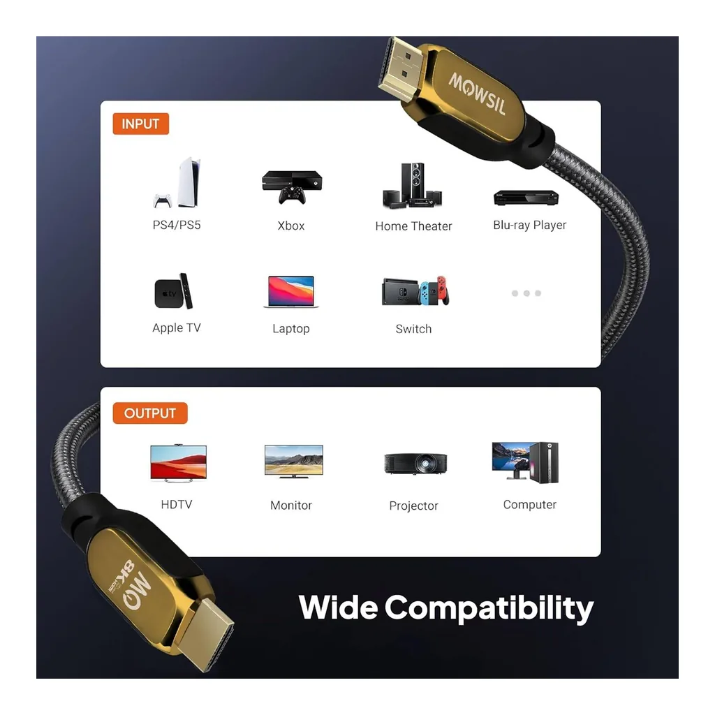 5b2907ca32f13c59fb32b119953857fb-hi.jpg MOWSIL 8K Certified Ultra HDMI Cable 2.1 5Meter, 8K@60Hz HDMI 2.1 48Gbps High-Speed HDMI to HDMI Video Ultra HD 3D 8K HDMI Braided Compatible with MacBook Pro TV Switch Xbox
