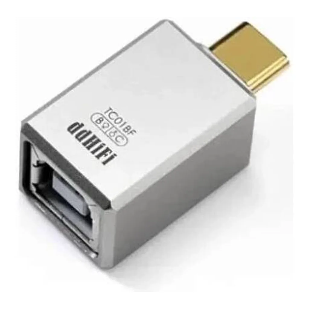 5bd19ba918c6f891ede4218b0f55d80f-md.jpg ddHiFi TC01BF USB-C to USB-B Converter Adapter, CNC Unibody Construction, Gold-Plated Connectors, Titanium-Colored Aluminum Alloy Shell, Silver | TC01BF