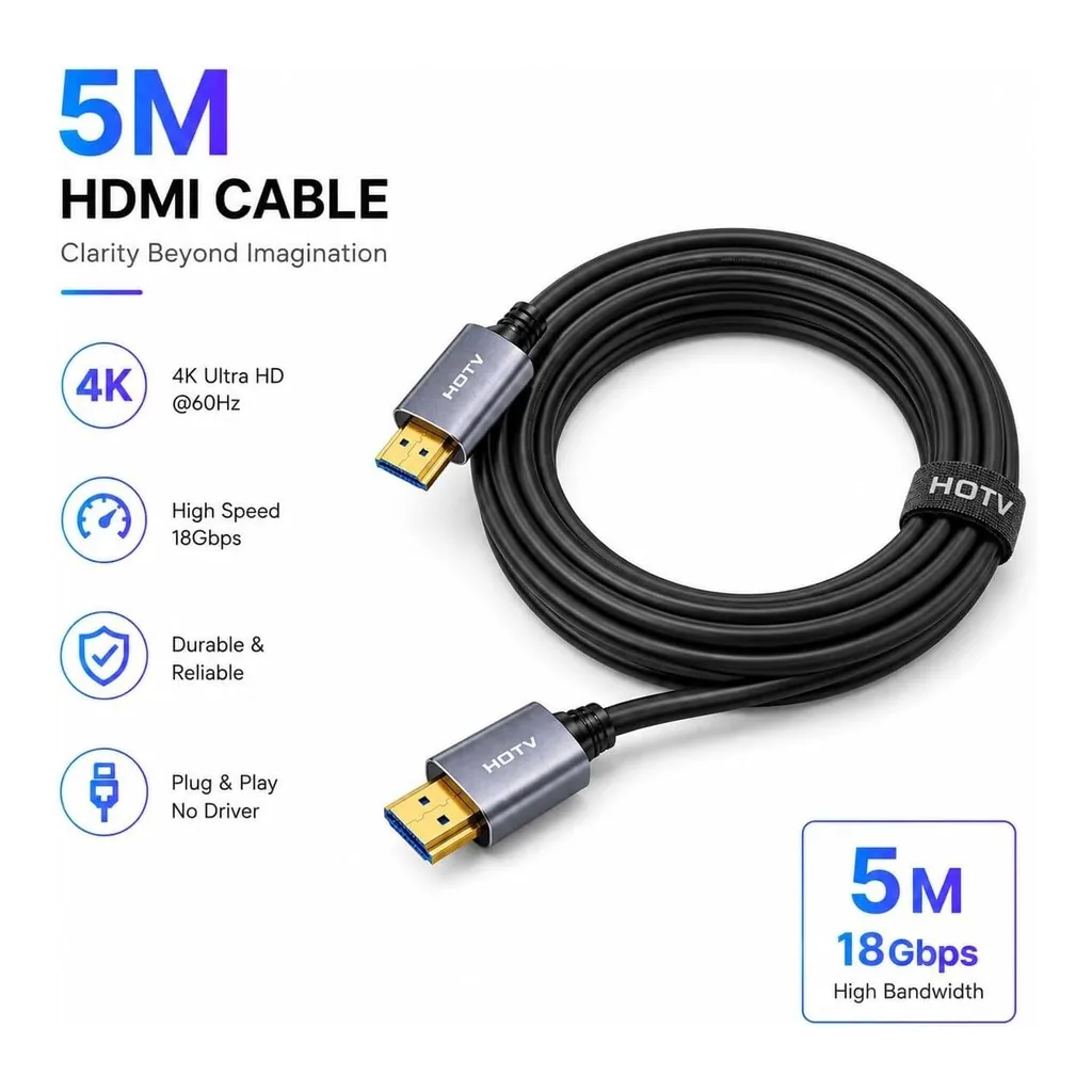5cf012105764fa68bac1321b7cbc824c-hi.jpg Taradhin HDMI Cable 2.0 Ultra-Slim 4K Gold Plated Male to Male 2 Metre, 4K60Hz Ultra HD HDR 3D ARC, 18Gbps, PS5 PS4 PS3 Xbox Switch PC Laptop TV Monitor Projector