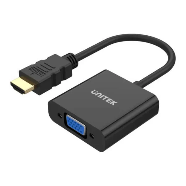 5e83592933de127be97994a9c1bd79f8-md.jpg Unitek HDMI to VGA Adapter with 3.5mm for Stereo Audio, VGA 1080P UXGA Resolution, Diminutive Dimension, Audio Output Solution, Plug And Play, 15cm Cable Length, Black | Y-6333