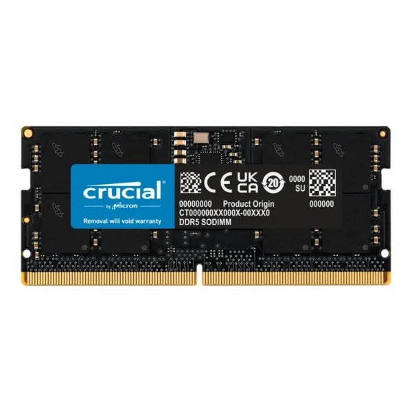 Crucial SODIMM Laptop Memory, 16GB Capacity, DDR5-5600 Speed, 46-45-45 JEDEC, 1.1 Voltage, Unbuffered | CT16G56C46S5 - Image 1 Crucial SODIMM Laptop Memory, 16GB Capacity, DDR5-5600 Speed, 46-45-45 JEDEC, 1.1 Voltage, Unbuffered | CT16G56C46S5 - Image 1