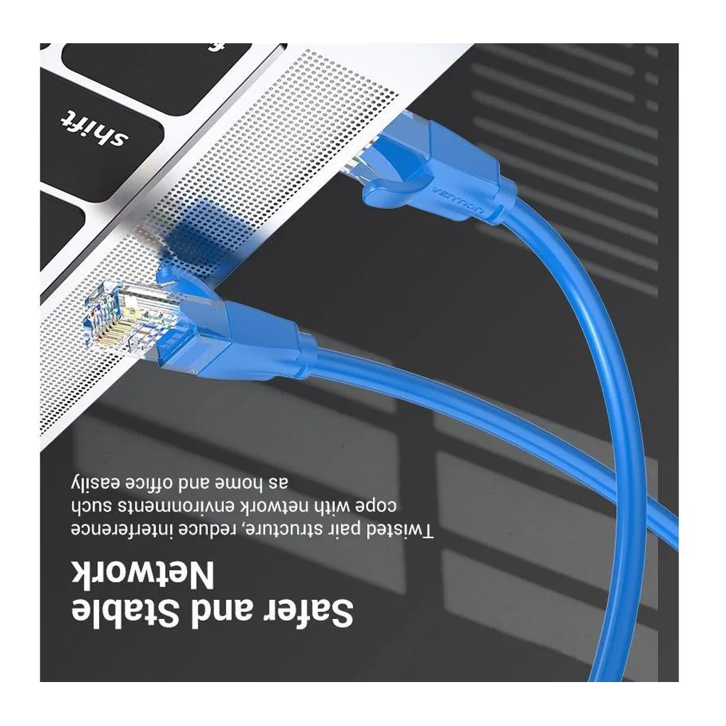 5f195a406c38fd77cf4f63eebe1a8335-hi.jpg Vention Cat 6 UTP Patch Round Cable, 1000Mbps High Speed, Suitable for Laptop / Projector / Computer, 0.5 Meter Length, Blue
