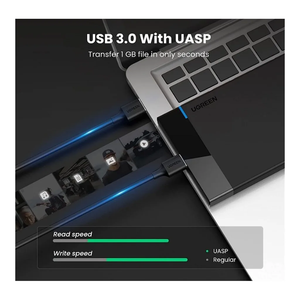 5f3eda8c9dda16834378bb1c900cc682-hi.jpg UGREEN US221 2.5" Hard Drive Enclosure, USB 3.0 to SATA III, For 2.5 Inch SSD & HDD 9.5mm - 7mm, Support Max 6TB, Black | US221-30848