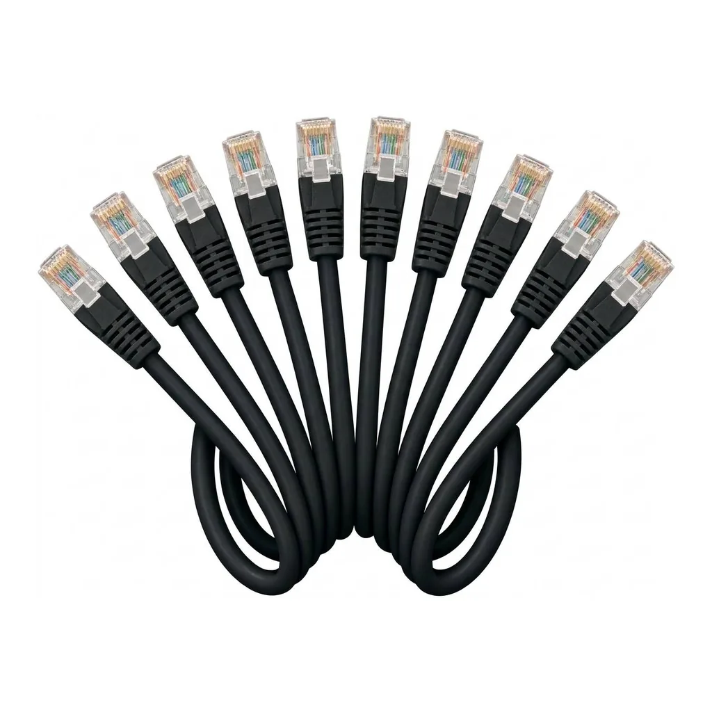 6088267e374c2e7bf120dba50faf78ff-hi.jpg AICO 0.5M Cat6 RJ45 UTP Network Cable, Black, Pack of 10 Cables