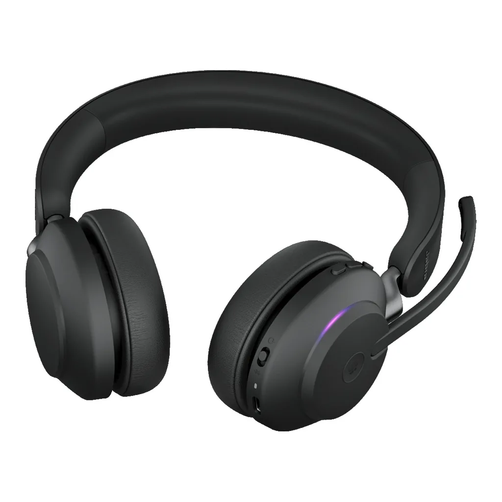 61508a508535de8b9eb65f001fe843f8-hi.jpg Jabra Evolve2 65 MS Wireless Headphones with Link380c, Stereo, Wireless Bluetooth Headset for Calls and Music, 37 Hours of Battery Life, Passive Noise Cancelling Headphones