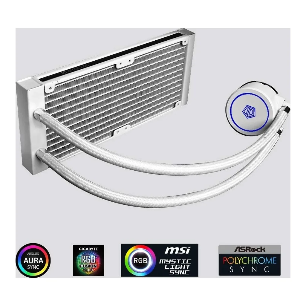 ID-COOLING AURAFLOW X 240 Snow CPU Water Cooler 12V RGB AIO Cooler 240mm CPU Liquid Cooler 2X120mm RGB Fan - Image 4 ID-COOLING AURAFLOW X 240 Snow CPU Water Cooler 12V RGB AIO Cooler 240mm CPU Liquid Cooler 2X120mm RGB Fan