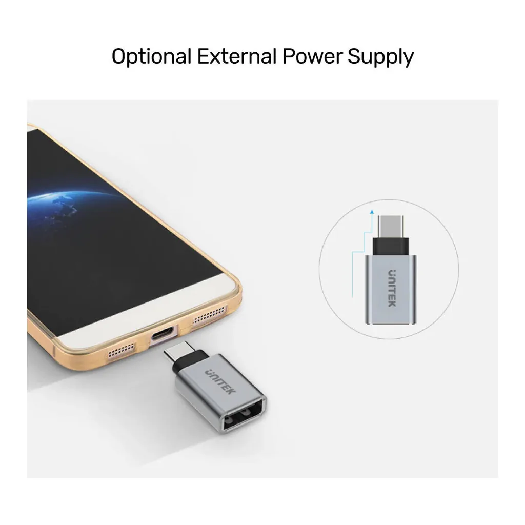 6373bea97ed04cc7a569956ee9196069-hi.jpg Unitek USB-C to USB-A Adapter, Up to 5Gbps Data Transfer Rate, Aluminium-Alloy Housing, Space Gray | Y-A025CGY