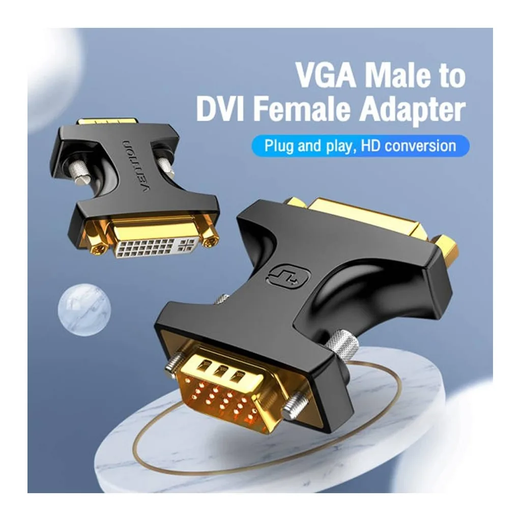 638f529b822c654d8baca07a63b04e1d-hi.jpg Vention VGA Male to DVI Female Adapter, Display at Both Ends, 1080P HD, Gold-plated Interface, Black | DDDB0