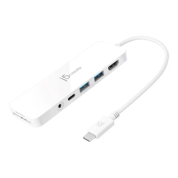 6460683_sd.jpg j5create - USB-C Multi-Port Hub with Power Delivery for Mac, PC and More - White
