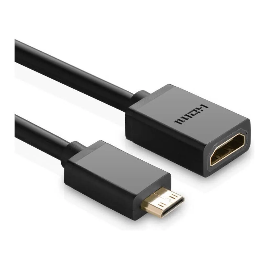 648ec4b7bb744f877d8759f58236dcad-hi.jpg UGREEN 20137 Mini HDMI Male to HDMI Female Cable 22CM Adapter, Up to 4K/60Hz Max Resolution, Real 3D Effect, Transmission Speed 10Gbps, Audio-Video Sync, Black
