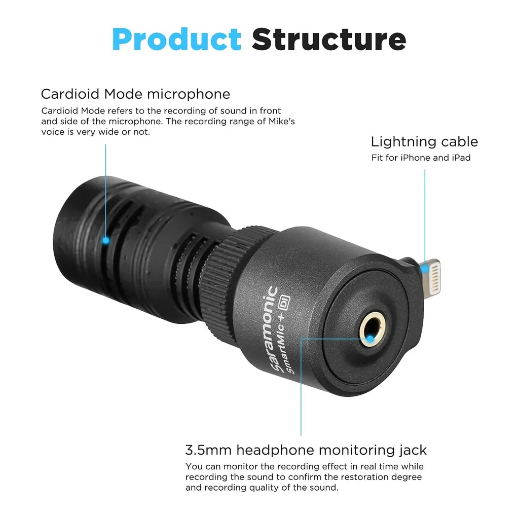 65b540c3b6200723e050d35afa87b0ae-hi.jpg Saramonic Professional Mini Plug & Play Microphone for iOS Devices