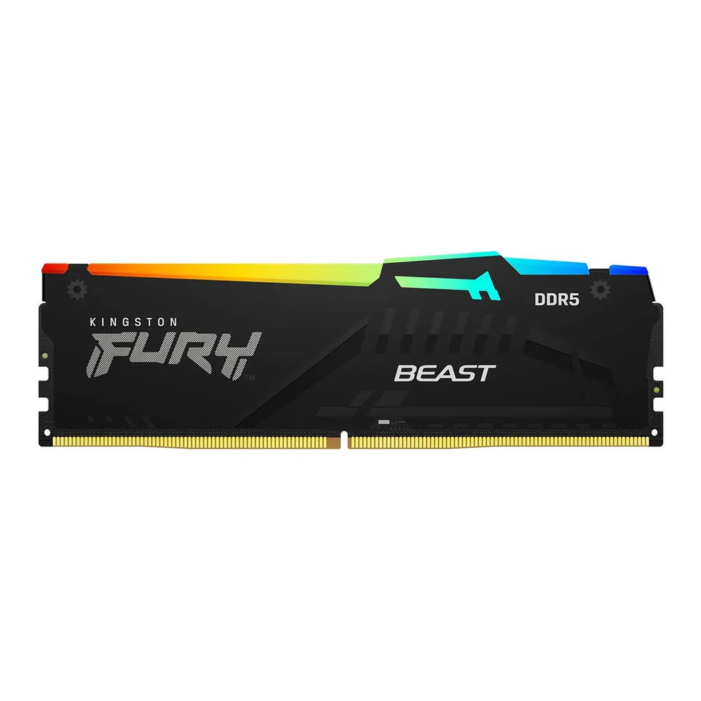 Kingston Fury Beast RGB 64GB DDR5 Desktop Memory, 5600Mhz Speed, CL40 Cas Latency, 1.25V Voltage, 288 Pin, Single Module, Non-ECC Unbuffered DIMM, Black | KF556C40BBA-64 - Image 4 Kingston Fury Beast RGB 64GB DDR5 Desktop Memory, 5600Mhz Speed, CL40 Cas Latency, 1.25V Voltage, 288 Pin, Single Module, Non-ECC Unbuffered DIMM, Black | KF556C40BBA-64 - Image 4