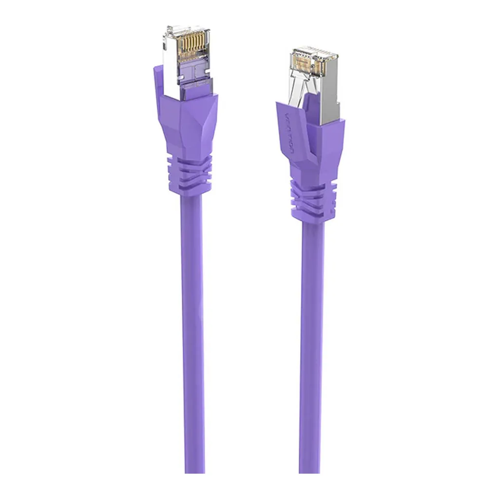 681b2ff2fce14a87c34bcf123f7635f6-hi.jpg Vention Cat.6a S/FTP Patch Cord, 26AWG, Up to 10Gbps Data Transmisson, OFC Standard, RJ45 Plug, PVC Enclosure, Copper Conductor, 1M Cable Length, Purple