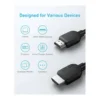 686b3a7bf6c87b52e9c838a4e8ae2f37-hi.jpg ANKER Superior Defintion HDMI Cable, 6ft, 8K Resolution at 60Hz and 4K at 120Hz, For TVs, Projectors, and Sound Systems, Black