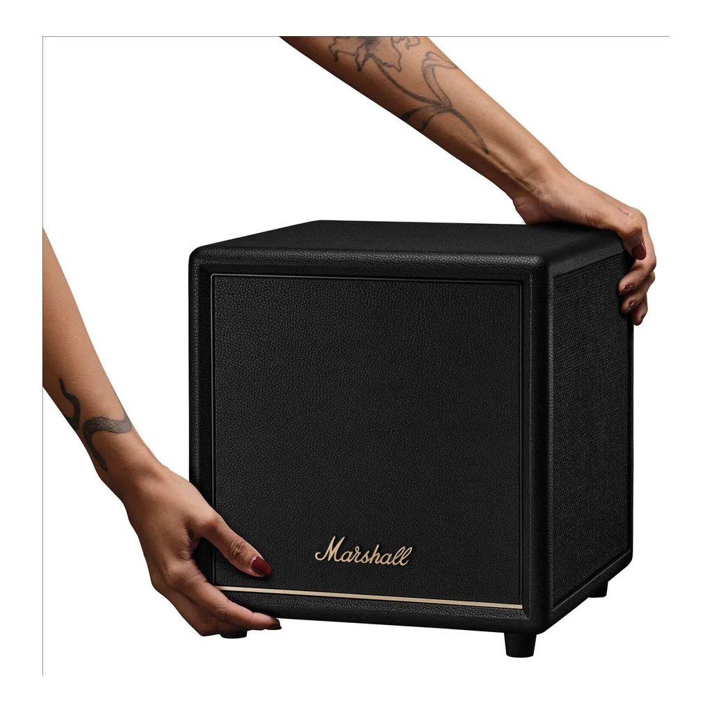68a8ab954c9fa9a63857ed8e564c6136-hi.jpg Marshall Heston Sub 200 Wireless Subwoofer, Deep Precise Bass, Bluetooth LE Audio, App Control, Rugged Eco Design, Versatile Placement, Updates, 79% Recycled Plastic, Black