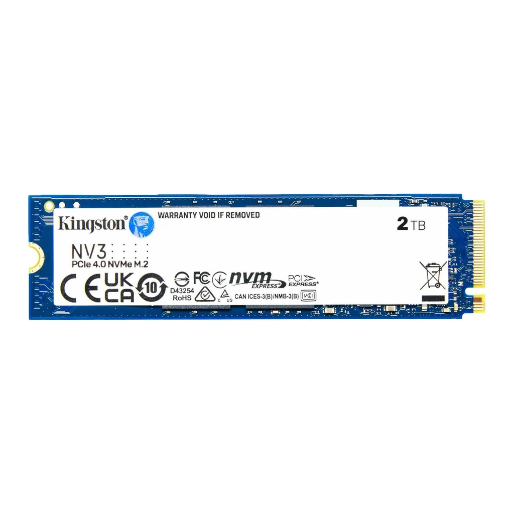 68ff86703dabccdb086da9af5f1ebeb7-hi.jpg Kingston NV3 PCIe 4.0 NVMe Internal SSD, 2TB Capacity, M.2 2280 Form Factor, 6000 MB/s Sequential Read & 5000 MB/s Sequential Write Speed, 3D NAND Technology, 640 TBW Endurance | SNV3S/2000G