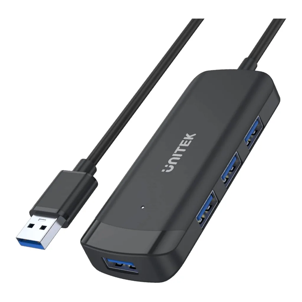 695b42962285770d33f33bfdd77e10b7-hi.jpg Unitek 4 Ports Powered USB 3.0 Hub, 5Gbps SuperSpeed, 150cm Cable, BC1.2 Charging, Plug & Play, Backward Compatible