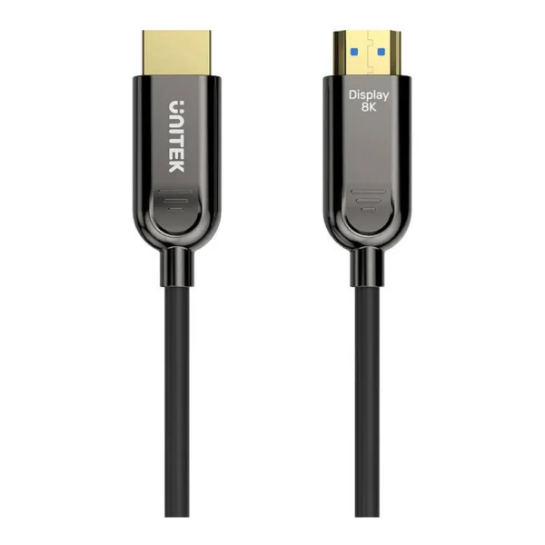 69b0b1794b070abbc13f31a5ba5d1d89-hi.jpg Unitek Fiber Optic 8K HDMI Cable, 8K@60Hz Resolution, Up To 48Gbps Bandwidth, 24K Gold-Plated Plug, Dynamic HDR10, eARC, ALLM, 30AWG, Alloy Housing, 10M Cable Length, Black