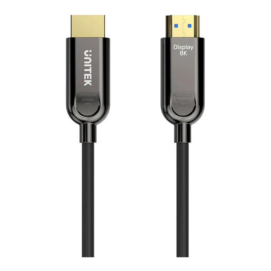 69b0b1794b070abbc13f31a5ba5d1d89-hi.jpg Unitek Fiber Optic 8K HDMI Cable, 8K@60Hz Resolution, Up To 48Gbps Bandwidth, 24K Gold-Plated Plug, Dynamic HDR10, eARC, ALLM, 30AWG, Alloy Housing, 10M Cable Length, Black