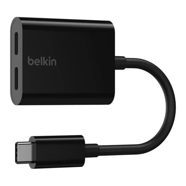 6b32a4f2f9919b2daaddd7b3dad17c9f-hi.jpg Belkin RockStar USB-C Audio + Charge Adapter, Fast Charging, Up to 60W Power Delivery, 2x USB-C Ports, High-resolution Audio Quality, Black | F7U081btBLK