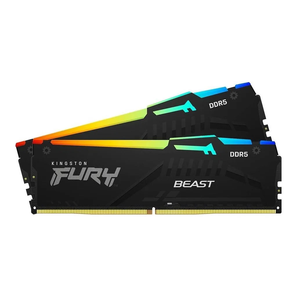 Kingston Fury Beast RGB 32GB (2x16GB) DDR5 Desktop Memory, 6000MT/s Memory Speed, CL30 CAS Latency, 1.25 Voltage, 288-Pin, Intel XMP / AMD EXPO, Dual Channel DIMM Kit | KF560C30BBEAK2-32 - Image 2 Kingston Fury Beast RGB 32GB (2x16GB) DDR5 Desktop Memory, 6000MT/s Memory Speed, CL30 CAS Latency, 1.25 Voltage, 288-Pin, Intel XMP / AMD EXPO, Dual Channel DIMM Kit | KF560C30BBEAK2-32 - Image 2