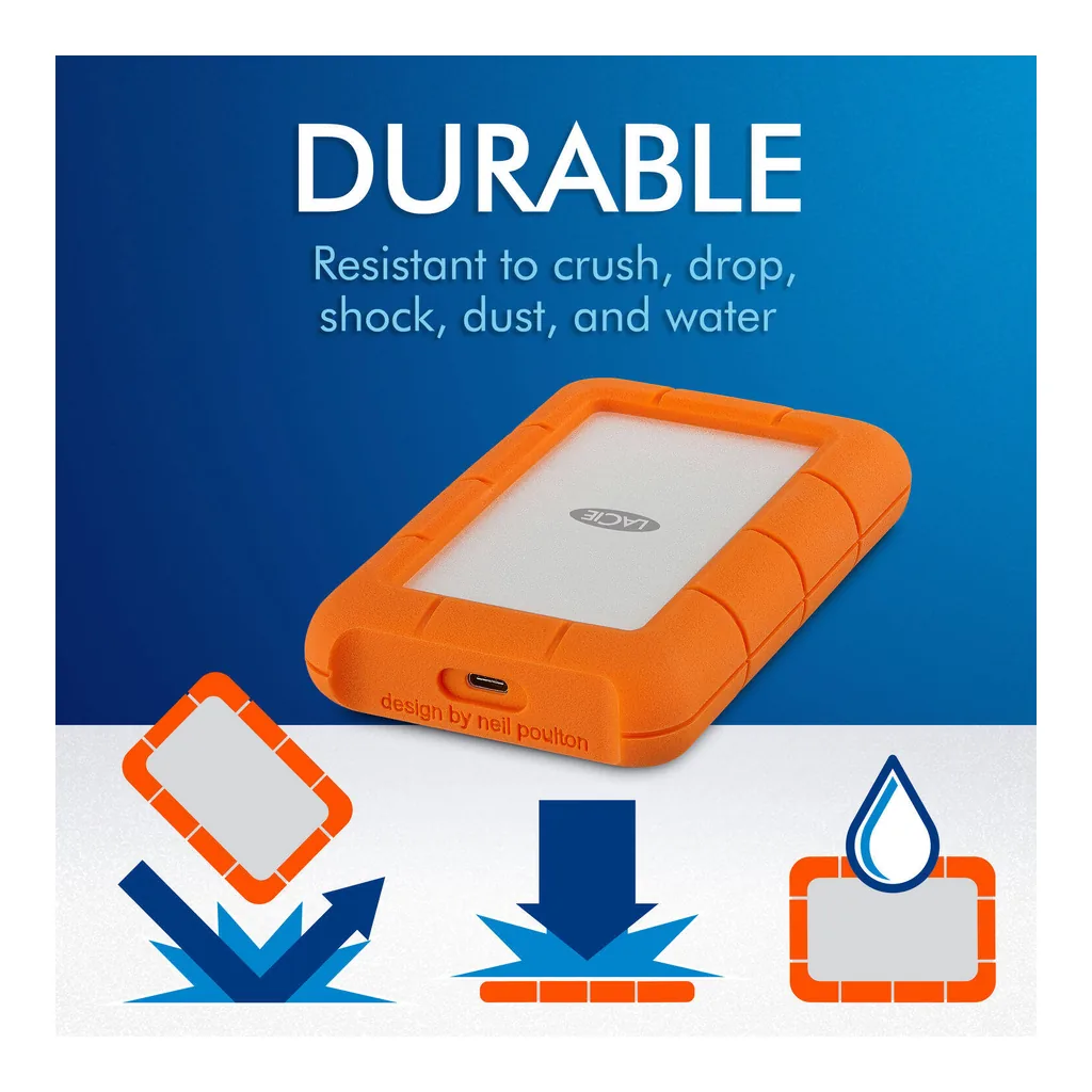 6ef8738448fc0ae2ae7a6e50e64c8692-hi.jpg LaCie 4TB Rugged USB 3.1 Gen 1 Type-C External Hard Drive, Up to 130 MB/s Data Transfer Speed, Rugged Protection, Includes 2-Years Data Recovery Services, Windows & Mac Compatible | STFR4000800