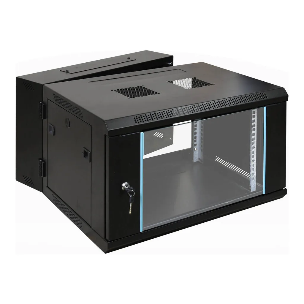 6U Wall Mount Rack Cabinet, With Fan and Shelf, 600 x 600mm Size, 1.2mm Thick SPCC, Strong Structure, Black | 6U-600X600 – Main image 6U Wall Mount Rack Cabinet, With Fan and Shelf, 600 x 600mm Size, 1.2mm Thick SPCC, Strong Structure, Black | 6U-600X600 – Main image