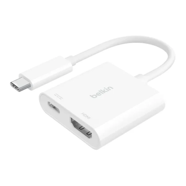 70ec8a4a-abfe-4434-a9f3-c8d7fba17bbd.jpg Belkin - USB-C to HDMI Adapter + USB-C Charging Port, 4K UHD Video, 60W Passthrough Power - White