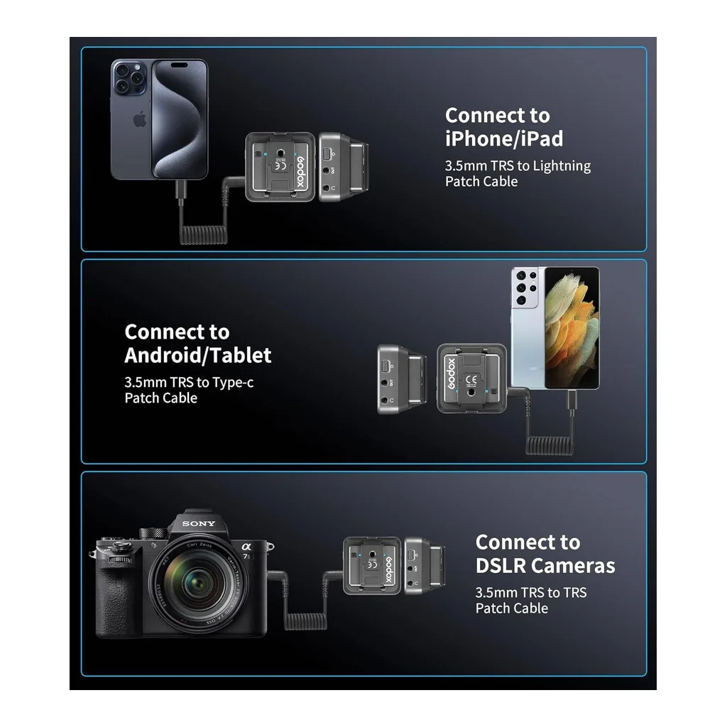 717e5b8d18ce1a22edb772c5ba92abab-hi.jpg Godox Magic XT1-C 2-Person Wireless Microphone System with USB-C Adapter 2.4 GHz Lavalier Mic for Android