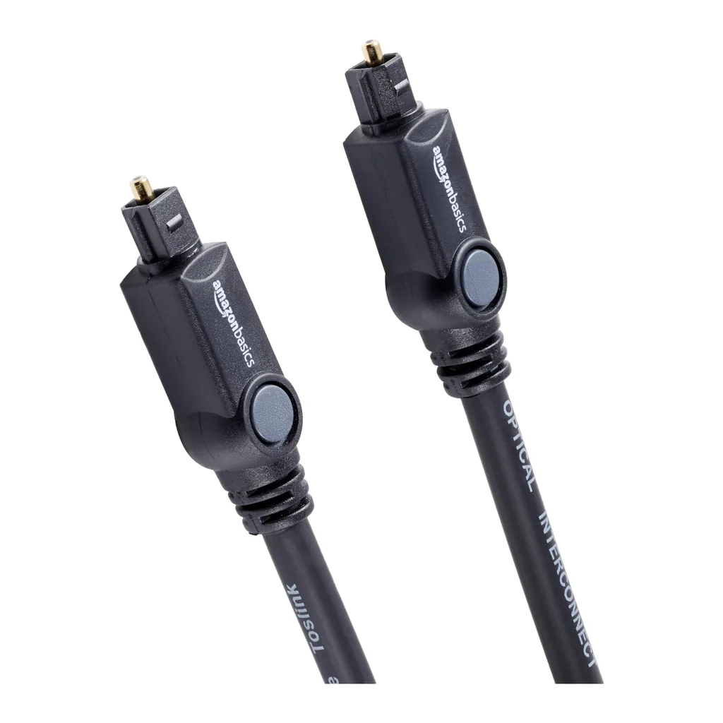 71N9CRo2JML.jpg Amazon Basics Toslink Digital Optical Audio Fiber Optic Cable, Multi-Channel, for Sound Bar, Audio System, Home Theatre, Game Console, Blu-Ray Player, Gold-Plated Connectors, 6 Foot, Black