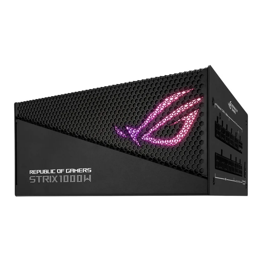 71ca1567fcbafd6aeb42cd9f0db927e4-hi.jpg Asus ROG STRIX 1000W Aura Edition ATX Power Supply Unit, 80 PLUS Gold Certifications, Full Modular, 135mm Axial-tech Fan, 0dB Technology, PCIe Gen 5.0, ARGB Lighting, Black | 90YE00P1-B0NA00