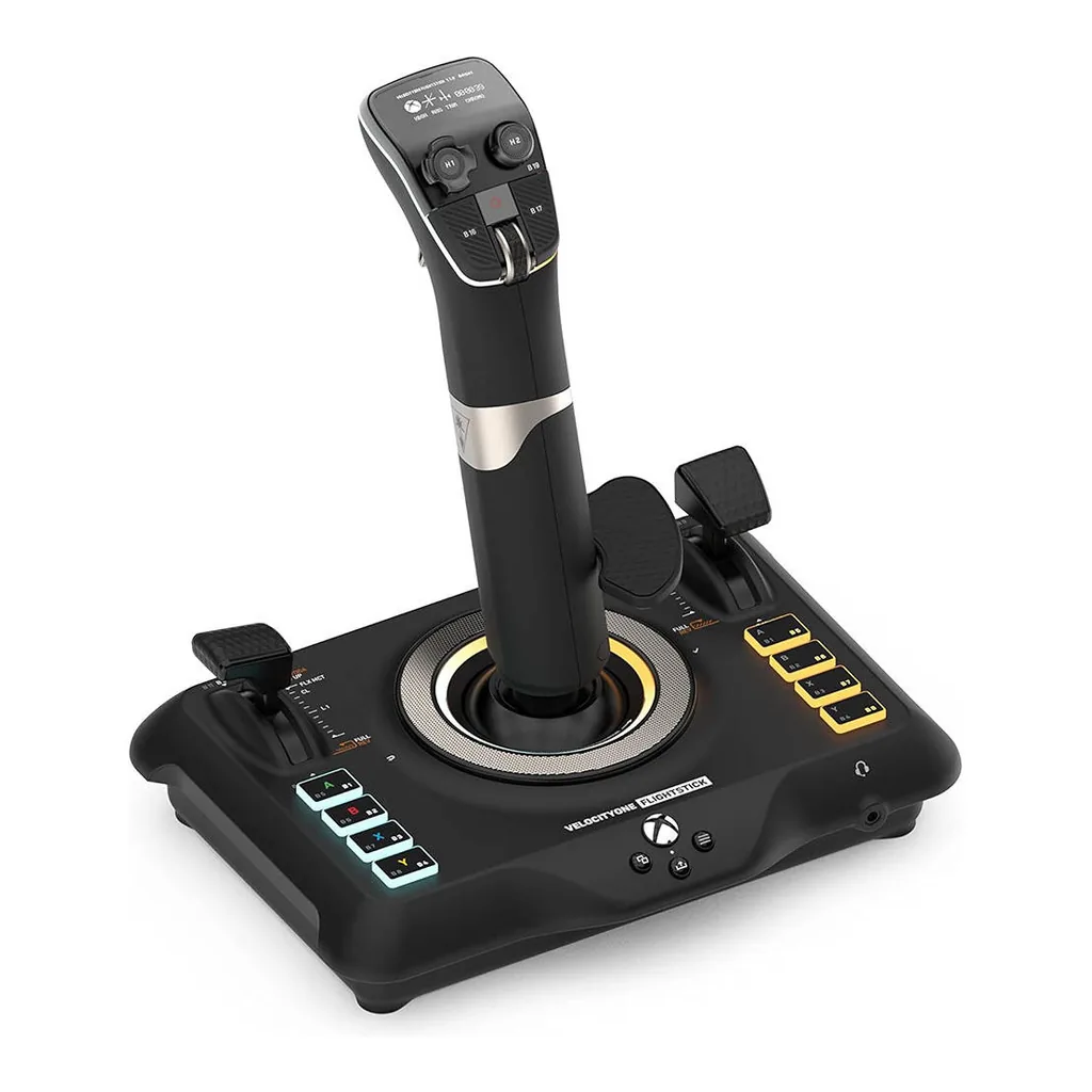 724a5f64b903a7ad6ac2ef6a569acb18-hi.jpg Turtle Beach VelocityOne Flightstick, 27 Programmable Buttons, 8 Axes, POV Hat & Rapid-Fire Trigger, High-Precision, Non-Contact Main Axes, OLED Flight Management Display, Black