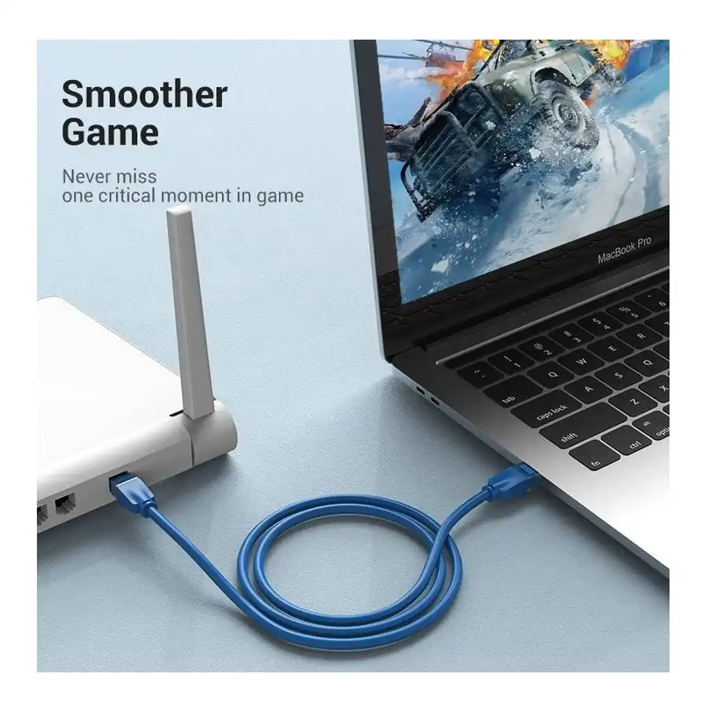 732b8b31a55ee46bf2569e061176b54c-hi.jpg Vention Cat 6 UTP Patch Round Cable, 1000Mbps High Speed, Suitable for Laptop / Projector / Computer, 0.5 Meter Length, Blue