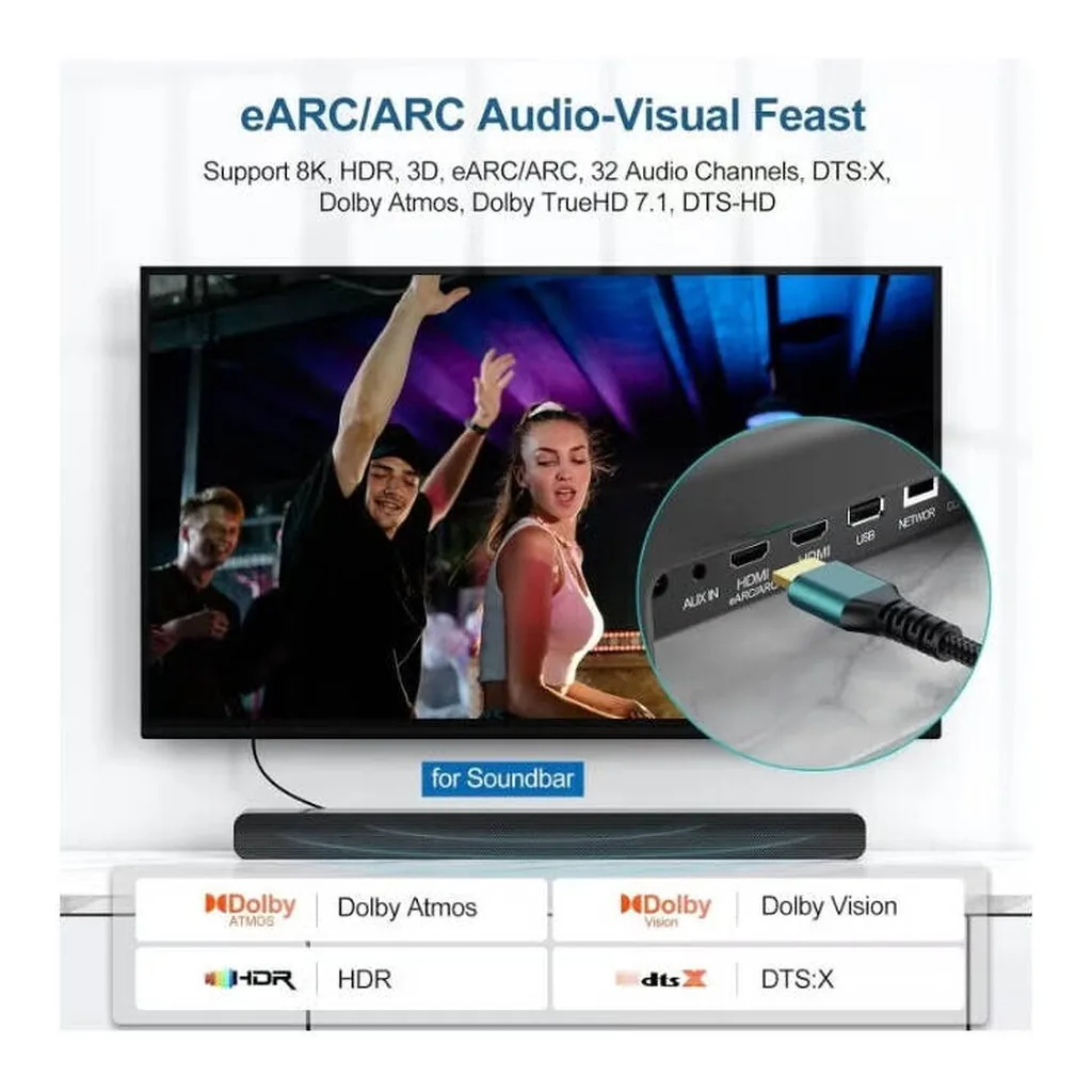 743a28aa718d29374a8128dd74b741c6-hi.jpg Salab 8K HDMI Cable 1.5M, 48Gbps Ultra High Speed HDMI 2.1 Cord, Supports 8K@60Hz, 4K@240Hz, HDR10, eARC, HDCP 2.3, Compatible with PS5, Xbox Series X, MacBook Pro, TV & Projector, Green