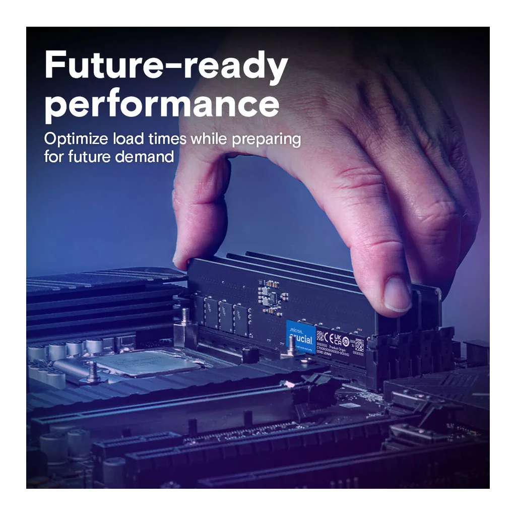 Crucial UDIMM Desktop Memory, 16GB (2x 8GB) Capacity, DDR5-5600 Memory Speed, CL46 CAS Latency, 1.1 Voltage, Black | CT2K8G56C46U5 - Image 6 Crucial UDIMM Desktop Memory, 16GB (2x 8GB) Capacity, DDR5-5600 Memory Speed, CL46 CAS Latency, 1.1 Voltage, Black | CT2K8G56C46U5 - Image 6