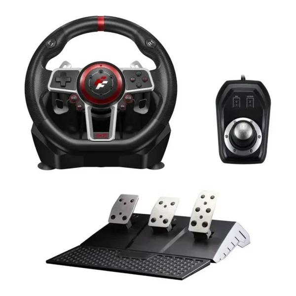76cbca24d5d5c0f3919fb8b1fde3213e-hi.jpg Flasfire Suzuka Wheel 900R Racing Wheel Set, Clutch Pedals, H-Shifter, Hall-Effect Steering Sensor, Vibration Feedback Function, Dual Motors, Adjustable Rotation 270° & 900°, Red/Black