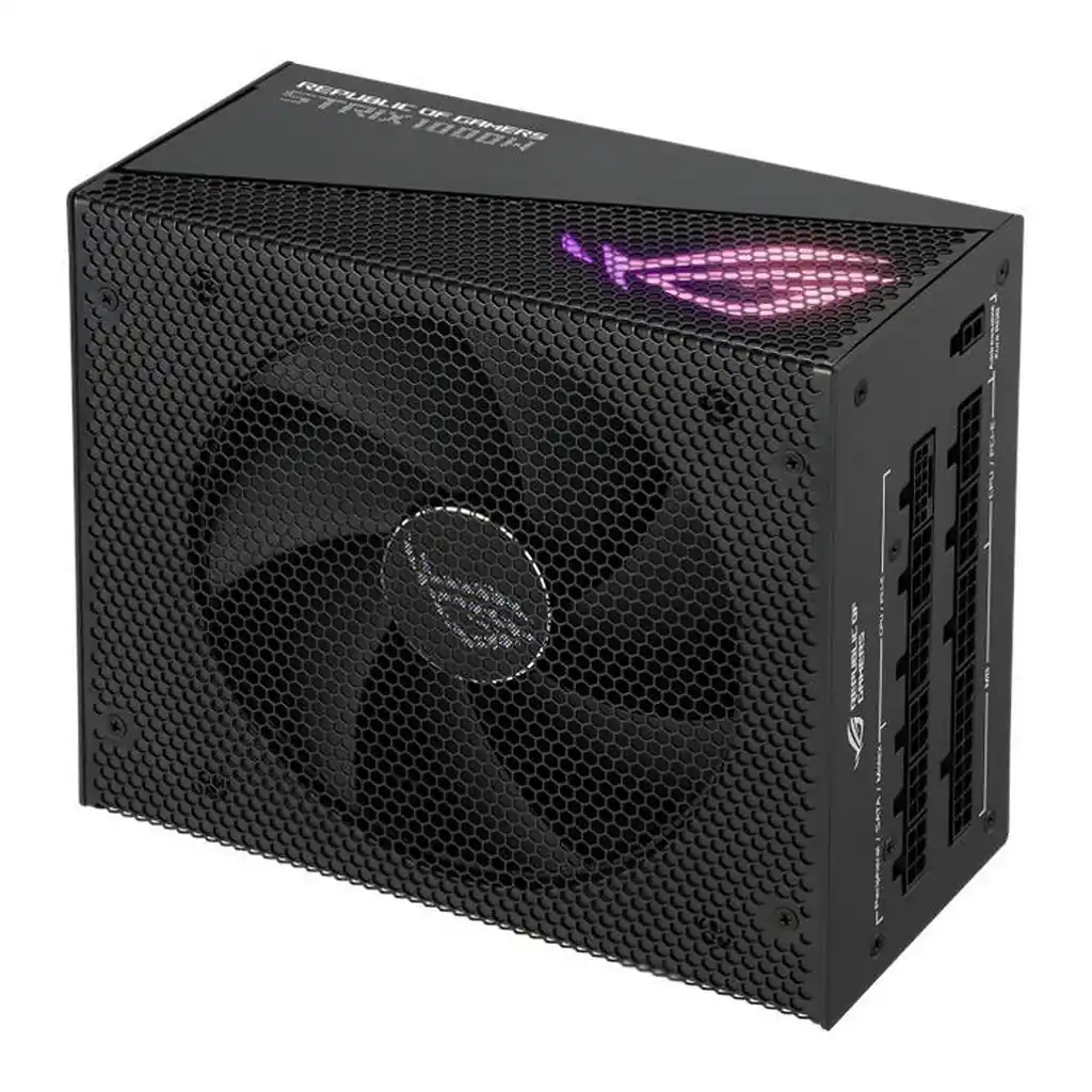 77e2d7ec27301a5f23c2d2bace5cd2a9-hi.jpg Asus ROG STRIX 1000W Aura Edition ATX Power Supply Unit, 80 PLUS Gold Certifications, Full Modular, 135mm Axial-tech Fan, 0dB Technology, PCIe Gen 5.0, ARGB Lighting, Black | 90YE00P1-B0NA00