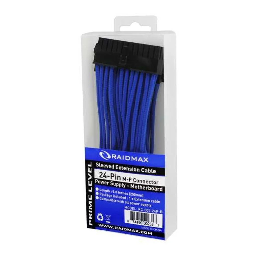 796174e2b8dfe1bc3c4ff552cd052bd7-hi.jpg RAIDMAX 24-Pin Sleeved Power Extension Cable, 9.8 in., Blue (RC-005-24P-BLUE)
