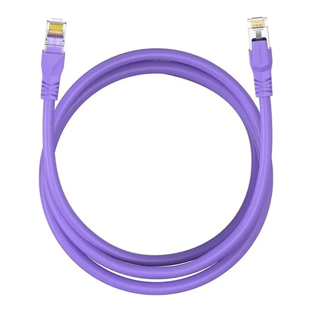 7a2841c07902aaddf8734ca0d967016f-hi.jpg Vention Cat.6a S/FTP Patch Cord, 26AWG, Up to 10Gbps Data Transmisson, OFC Standard, RJ45 Plug, PVC Enclosure, Copper Conductor, 5M Cable Length, Purple