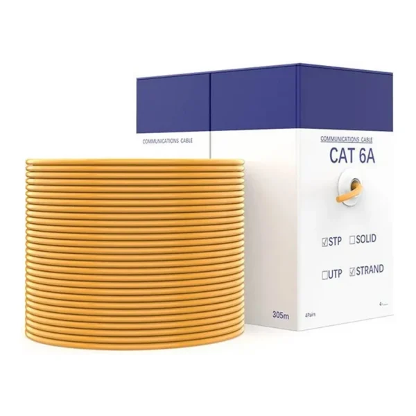 7b7c7823b1f4bcf0e829ce75f163715d-hi.jpg Vention CAT.6A SFTP Lan Cable, 10Gbps Transfer Rate, Oxygen-free Copper Conductor, Aluminum Foil + Metal Mesh Shielding, PVC Jacket, 305m Cable Length, Orange