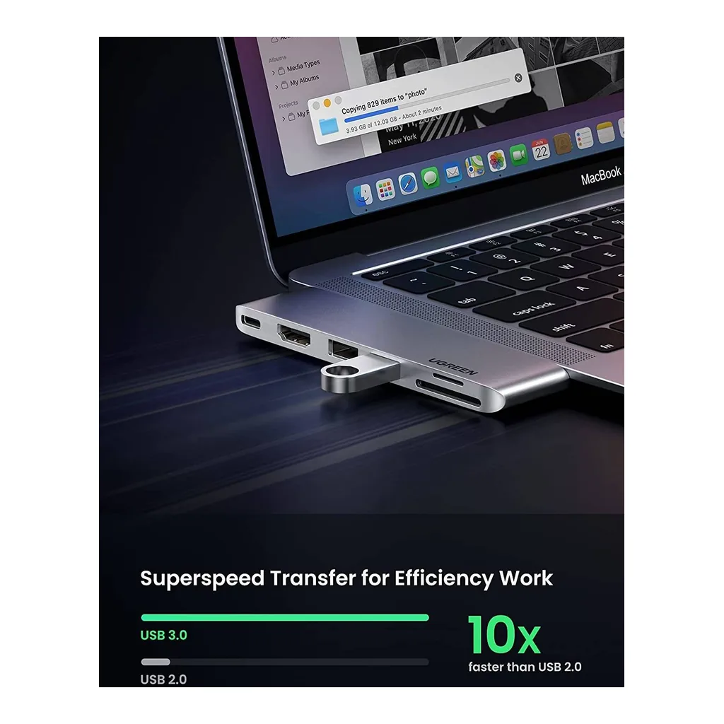 7e6c3713ae12bc298d3f7af681f8d05f-hi.jpg UGREEN USB Hub 6-In-2 USB C Hub Adapter with 4K HDMI for MacBook Pro 2022 5Gbps Superspeed Data Sync, Thunderbolt 3USB-C, SD TF Card Reader, 2*USB 3.0 Compatible for MacBook Pro/Air M1, Silver | 80856