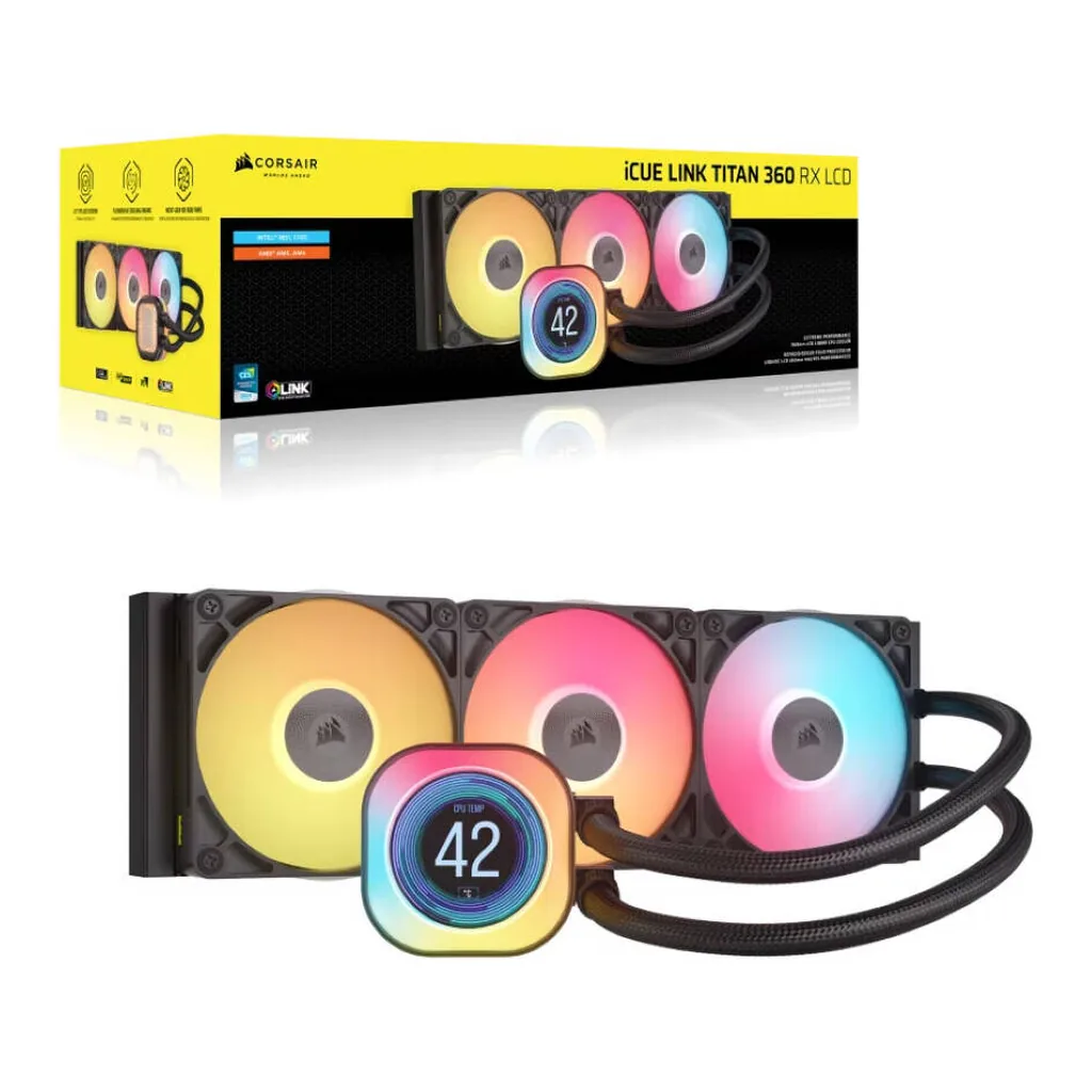 Corsair iCUE LINK TITAN 360 RX LCD AIO Liquid CPU Cooler, Black | CW-9061023-WW - Image 10 Corsair iCUE LINK TITAN 360 RX LCD AIO Liquid CPU Cooler, Black | CW-9061023-WW