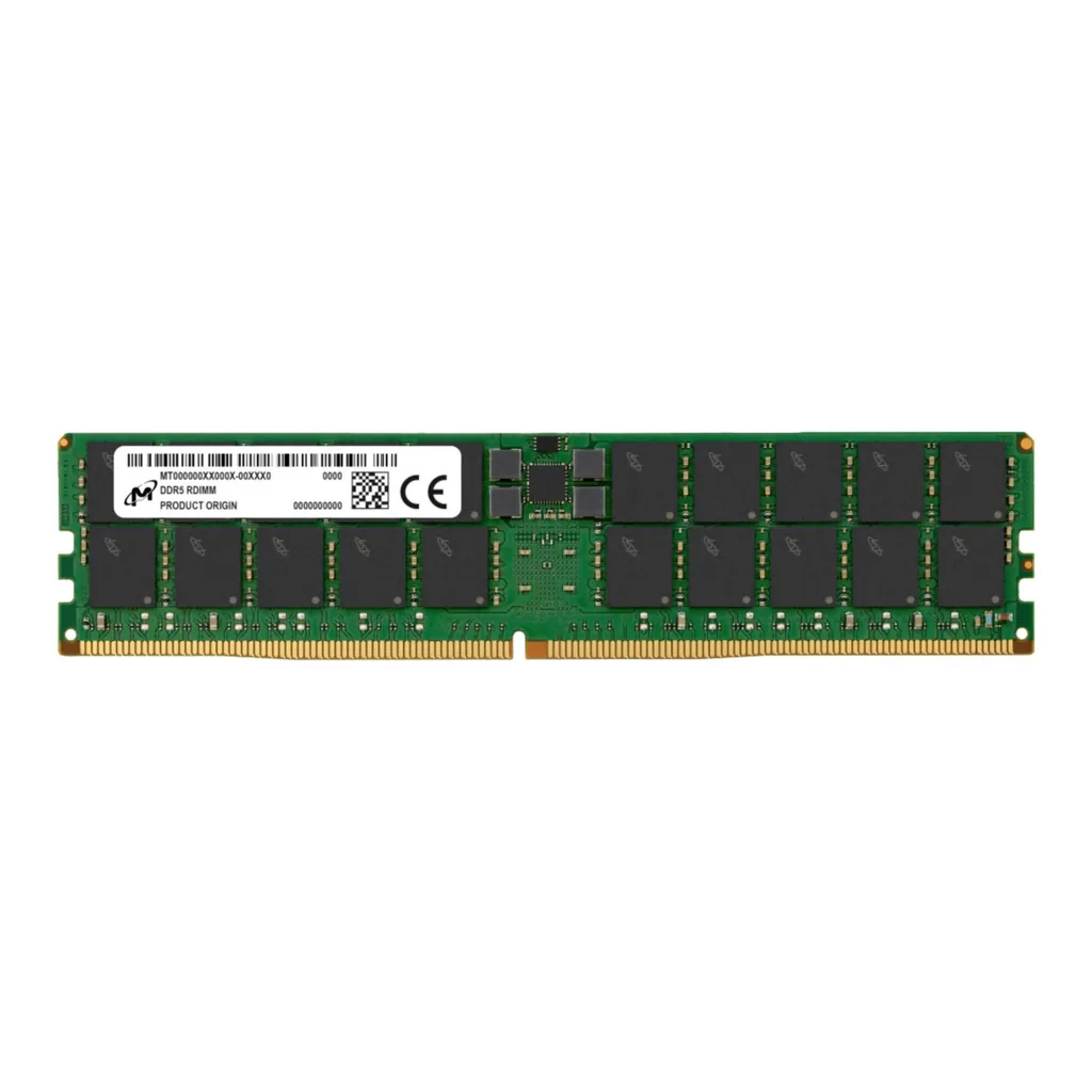 Micron 64GB DDR5 PC5-44800 Memory, 5600MHz Memory Speed, CL46 CAS Latency, ECC | MTC40F2046S1RC56BR - Image 1 Micron 64GB DDR5 PC5-44800 Memory, 5600MHz Memory Speed, CL46 CAS Latency, ECC | MTC40F2046S1RC56BR - Image 1