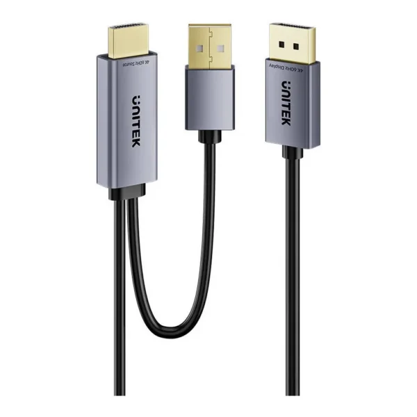 82bb1d34139b3698c815706ad4815783-hi.jpg UNITEK HDMI 2.0 to DisplayPort 1.2 Cable, 4K@60Hz, HDR, HDCP 1.4/2.2, USB-A Powered, Plug & Play, Compatible with Windows, Mac, Linux, PS5/Xbox, 1.8M Cable Length, Space Grey