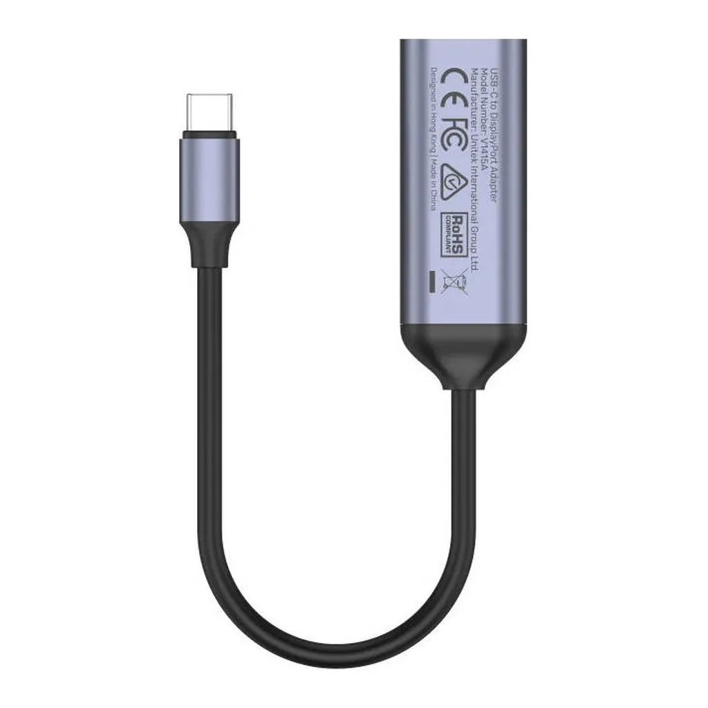 83392eae56cb7e540c899585c159f56b-hi.jpg Unitek USB-C to DisplayPort1.4 Adapter, Up To 4K@144Hz or 8K@60Hz Resolution, Stream with HDCP2.3, Aluminum Housing Material, 15cm Cable Length, Space Gray | V1415A