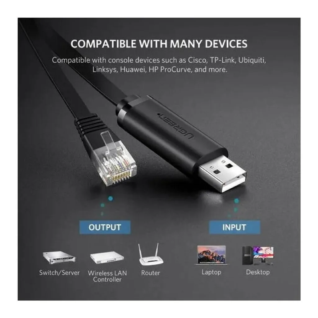 8505d87b0b5be64d78b96b107781fcd1-hi.jpg UGREEN CM204 USB TO RJ45 CONSOLE CABLE, 1.5M, Black