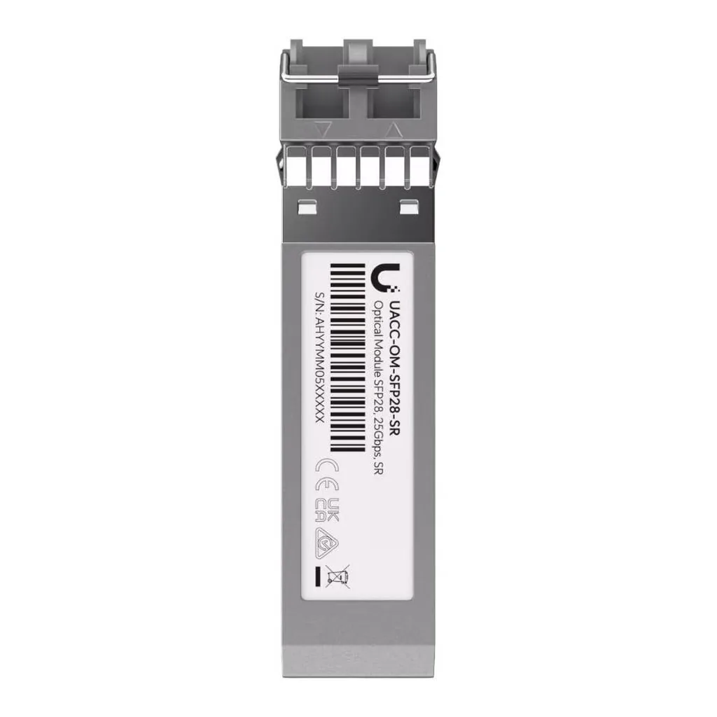 85dbd791c71a7a5443a6bc98d18214f3-hi.jpg Ubiquiti UniFi 25Gbps Multi-Mode Optical Module, SFP28 Transceiver, Duplex LC UPC, Compatible SFP28, SFP+ & SFP interfaces, Up to 100m OM4 Fiber, Grey | UACC-OM-SFP28-SR