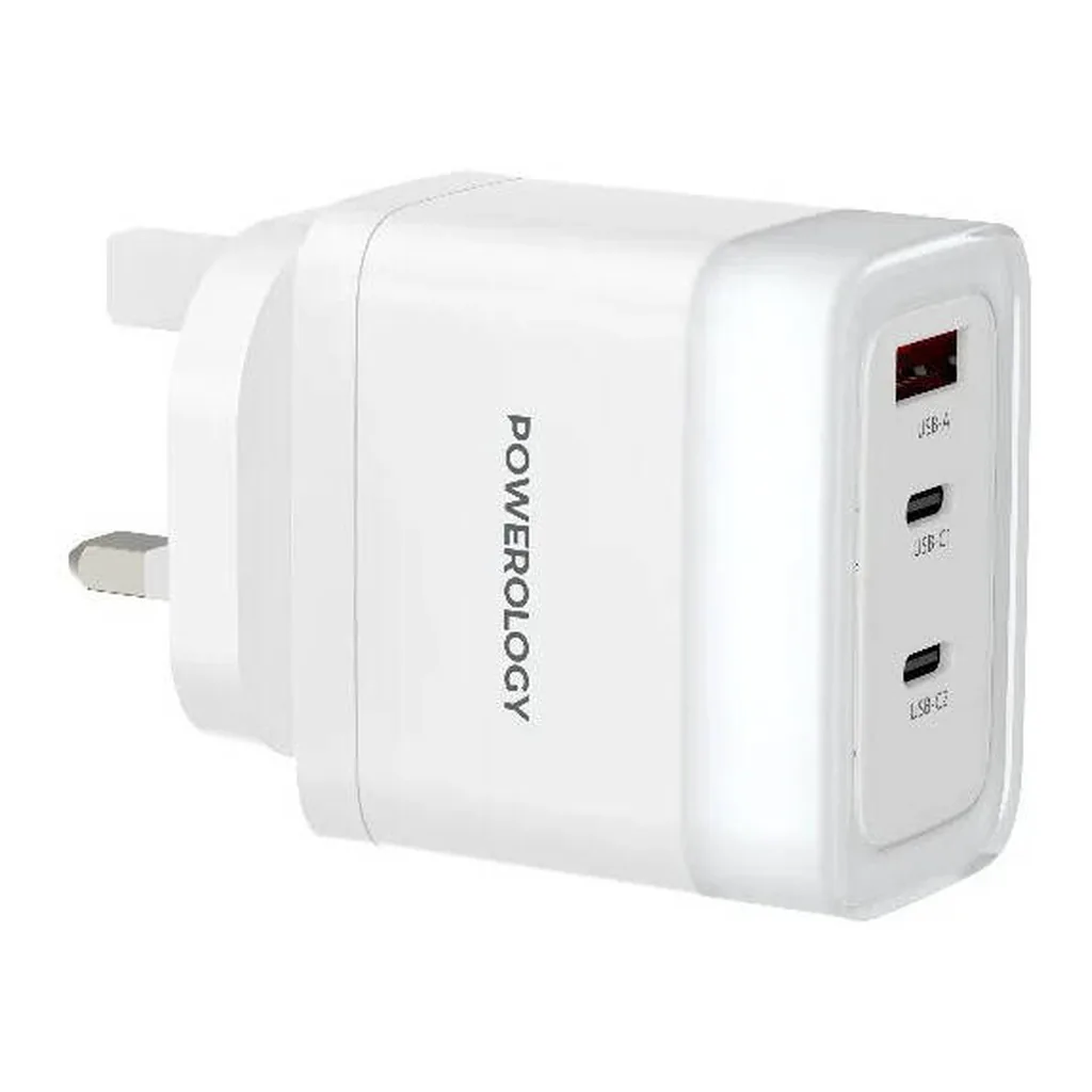 86b48fd2f7a877487bb4097286ec5ce8-md.jpg Powerology Lunex Series 65W Fast Charging Adapter, PD 65W Output, Dual USB C Ports, USB A QC 22.5W, Multi Device Charging, Universal Protocol Support, Laptop Smartphone Charger, White | PWFC1028BWH