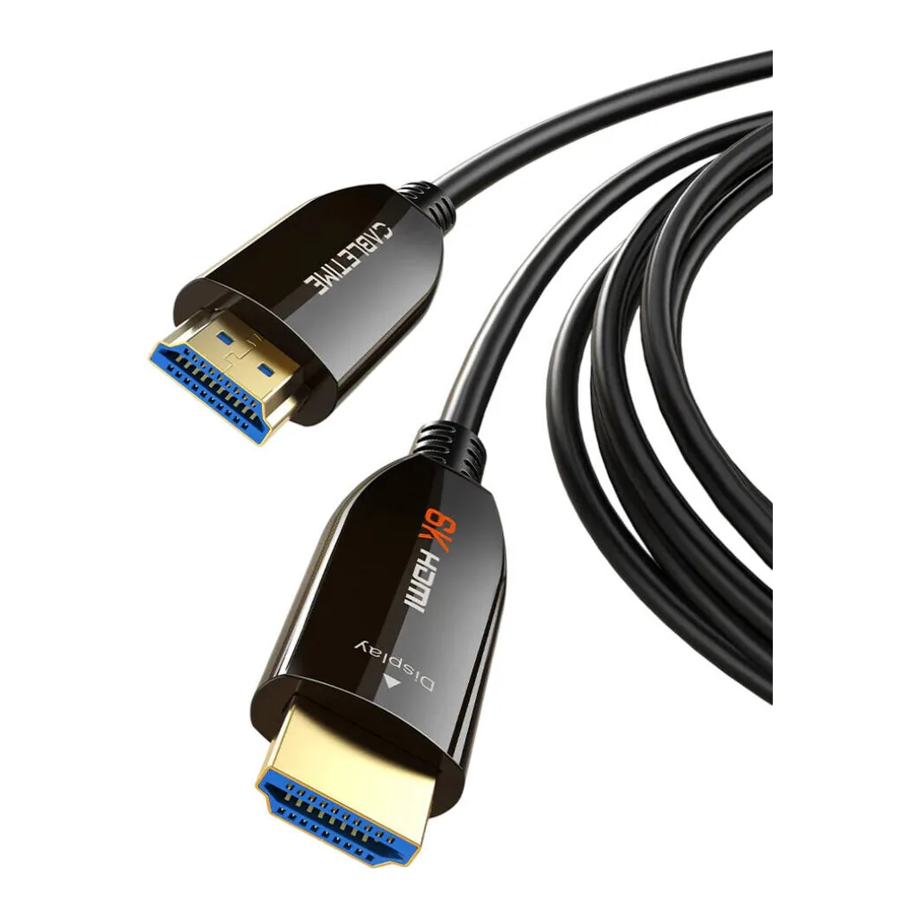 8771b079573cb593ab829a6d49eaf69e-hi.jpg Cabletime CH13V AOC Active Optical HDMI 2.1 Cable, Up to 48Gbps Bandwidth, 8K 60Hz UDD Video Output, Zinc Alloy Shell, Dynamic HDR, 3D Visual Effect, 30 Meter Cable Length, Black